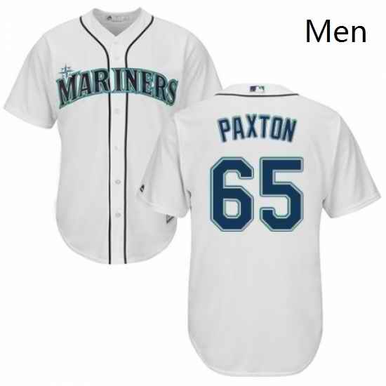 Mens Majestic Seattle Mariners 65 James Paxton Replica White Home Cool Base MLB Jersey